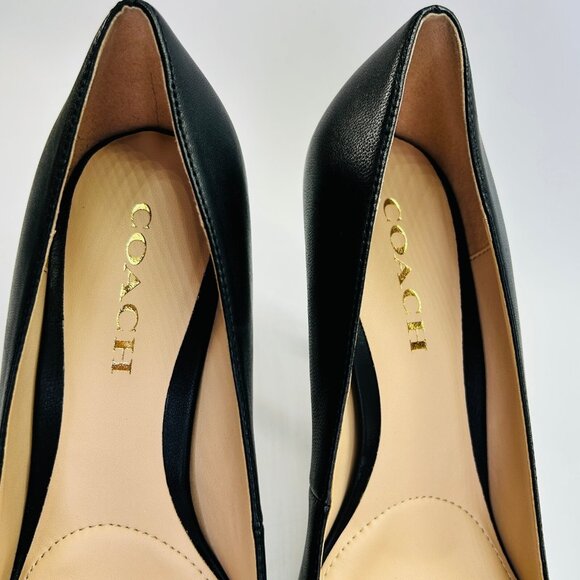 Coach Samantha Leather Black Pump Size 8B Studded Pointed Toe High Heel - Picture 10 of 16